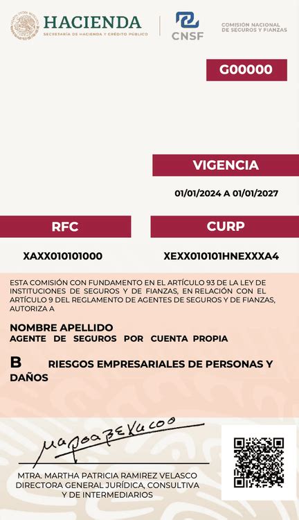 Cédula de autorización como agente de seguros o de fianzas